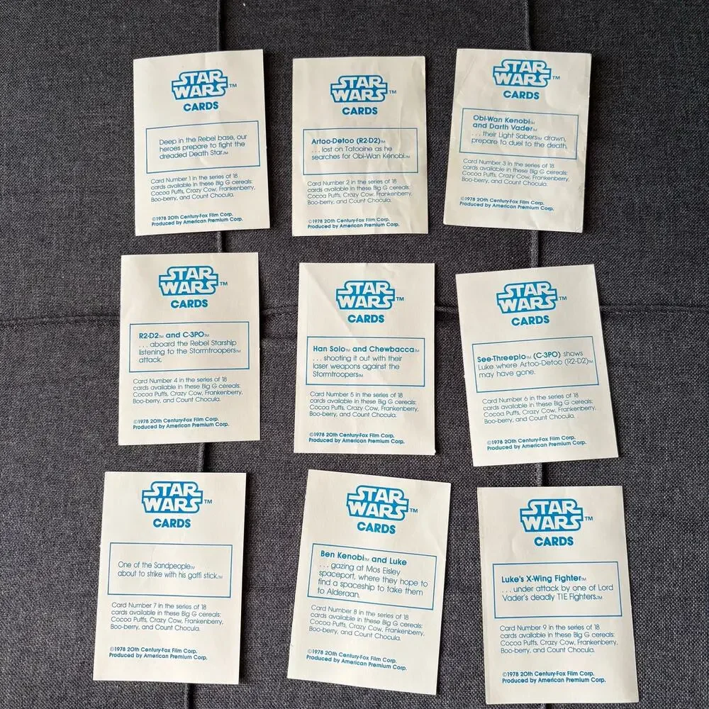 Star Wars Vintage General Mills Oversized Trading Cards Complete - Album Booklet